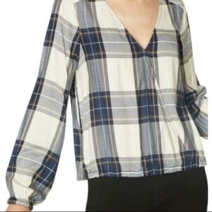 NWOT Sanctuary Plaid Blouson Top